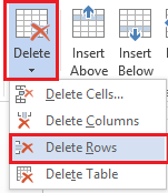 Operations to edit tables in Word