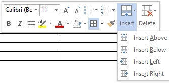 Wordでテーブルを編集する操作