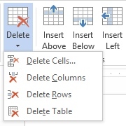 Operations to edit tables in Word