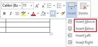 Operazioni per modificare le tabelle in Word