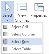 Operations to edit tables in Word