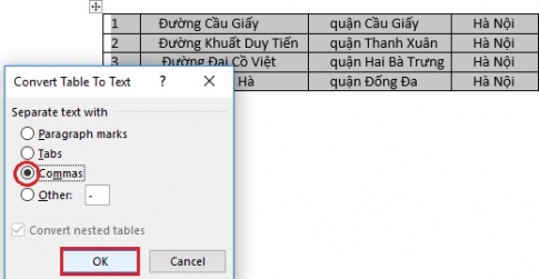 How to convert text to table, table to text in word