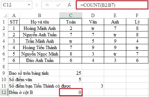 How to use the COUNT function - count function on Excel