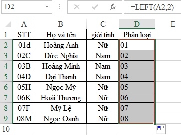 Cách sử dụng hàm Right, hàm Left trong Excel