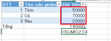 How to use the Sum function in Excel 2013