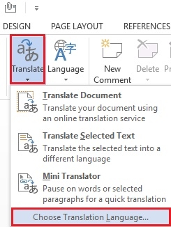 Quickly translate text on Word with Bing Translator