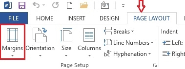 Instructions to format paper size and set text margins in Word