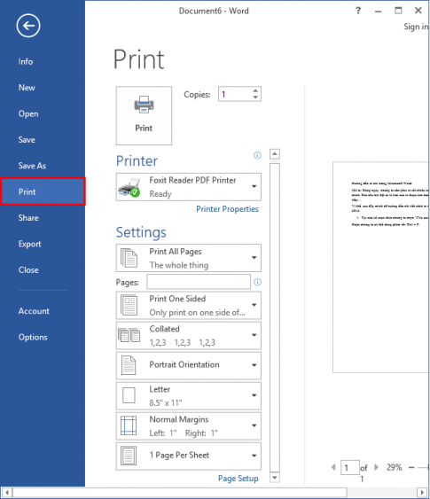 Instructions for printing articles in Microsoft Word