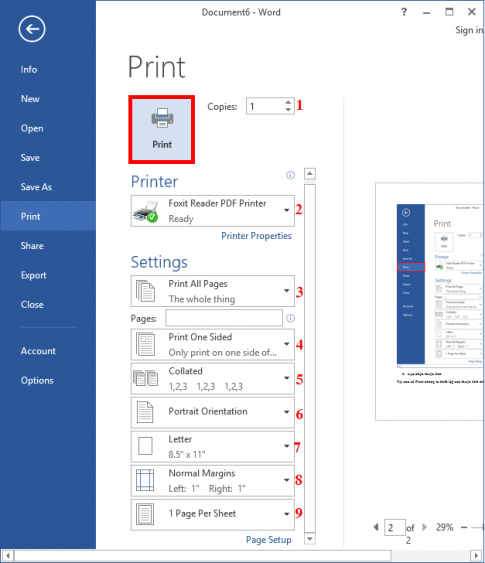 Instructions for printing articles in Microsoft Word