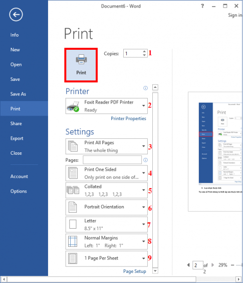 Hướng dẫn in bài trong Microsoft Word