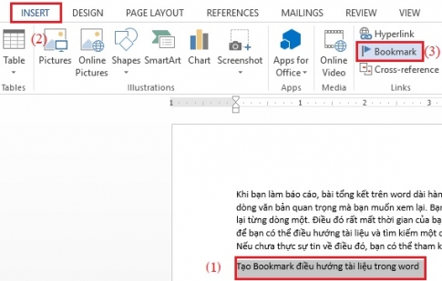 Create Bookmart to navigate and move easily on Word documents