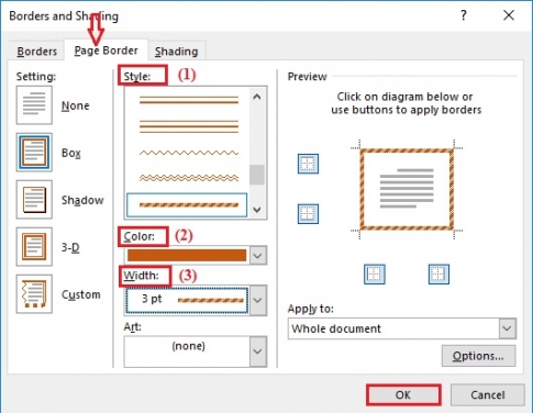 Create simple borders and frames on Word 2013