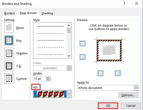 Erstellen Sie einfache Rahmen und Rahmen in Word 2013