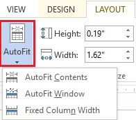 Presenting table content in Word