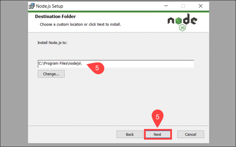 Instale o NodeJS no ambiente Windows
