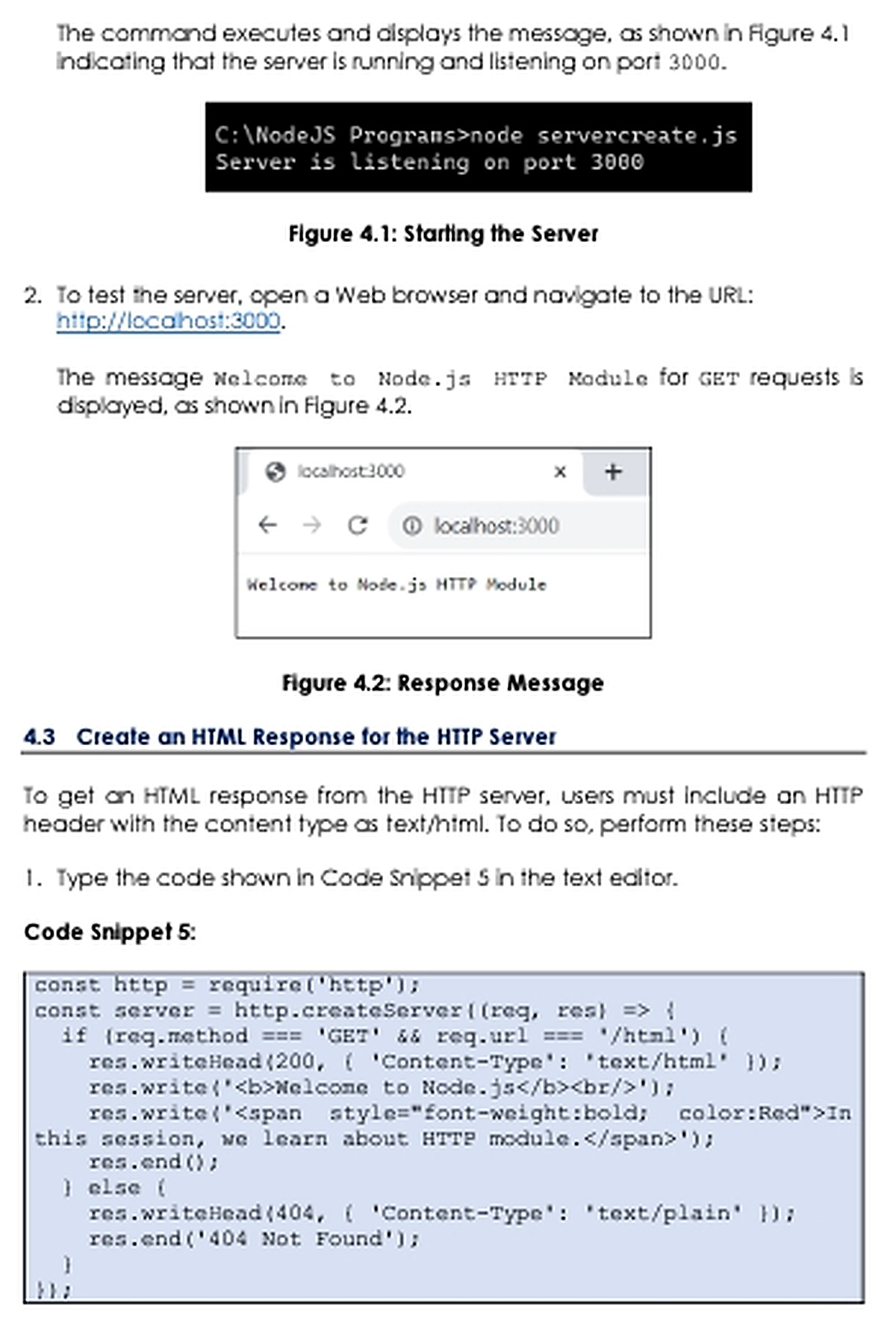 Khởi động HTTP server Node.js và xem phản hồi trên trình duyệt