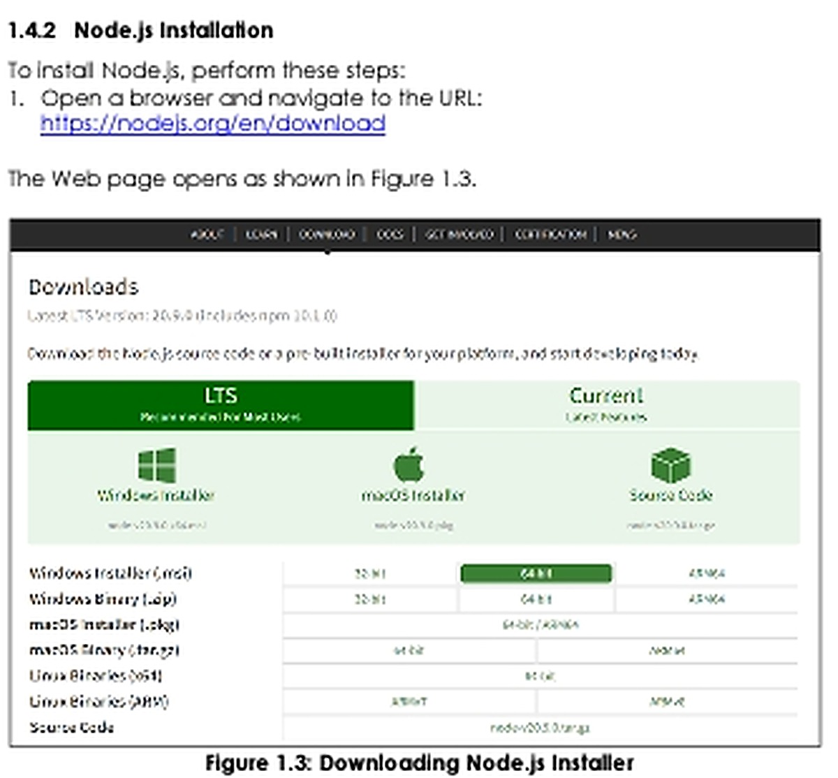 Trang tải bộ cài Node.js